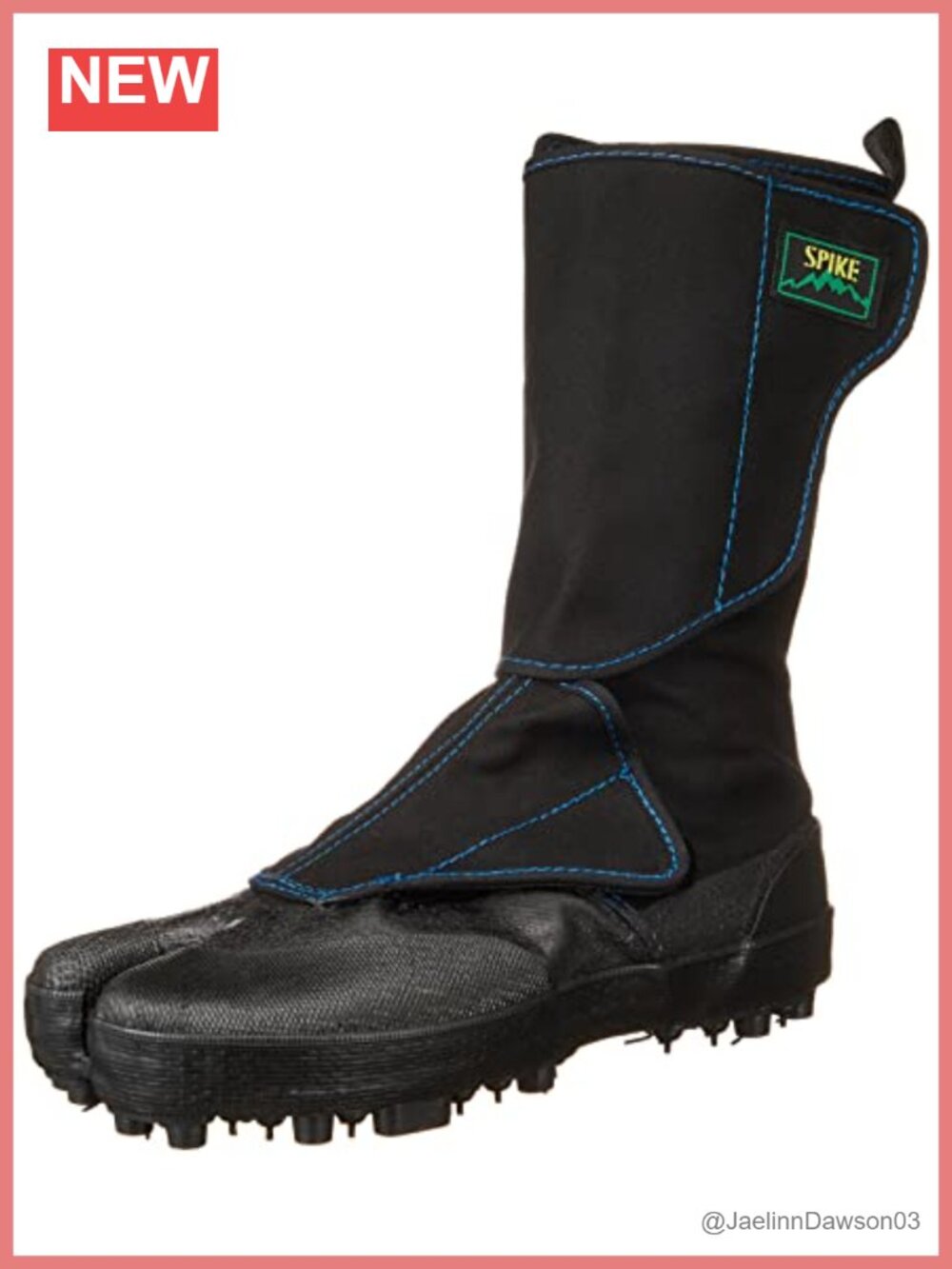 Spiked Hard-Toe Work Boots Steel Toe Rubber Sole Pull On Wedge